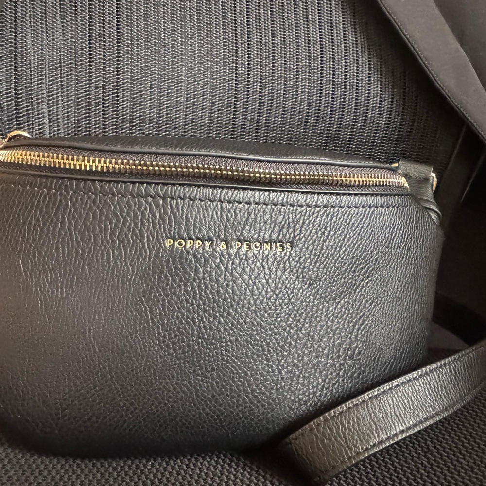 Poppy & Peonies Black Belt Bag
